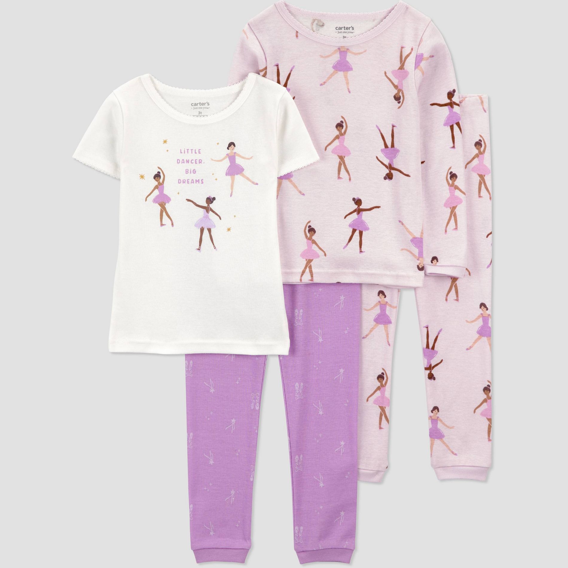 Carter's Just One You® Toddler Girls' 4pc Cotton Snug Fit Ballerina Pajama Set - Purple 5T