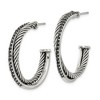 Black Bow Jewelry 5mm Antiqued Twisted & Black CZ Hoops in Stainless Steel, 34mm - 2 of 4