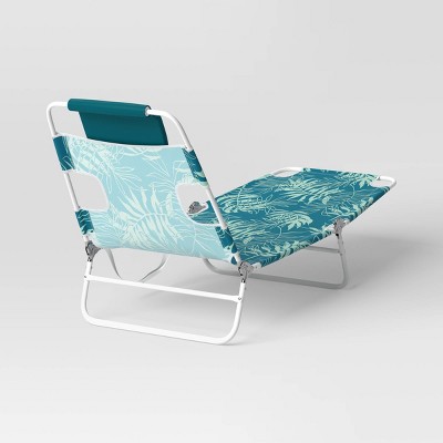 Recycled Fabric Outdoor Portable Beach Lounger Palm Turquoise - Sun Squad&#8482;