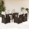 vidaXL Garden Dining Set Brown, Black, Cream White - 2 of 4