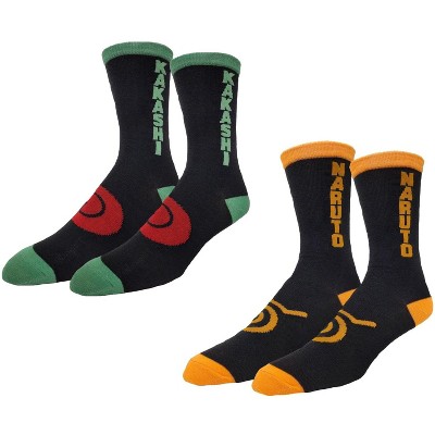 Ripple Junction x Naruto Shippuden Naruto and Kakashi Symbols Crew Socks 2-PK