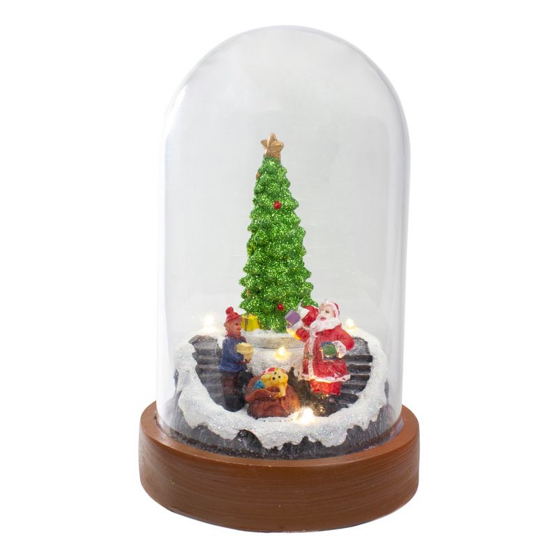 Northlight 7" Lighted Santa and Christmas Tree Cloche Style Decoration, 1 of 6