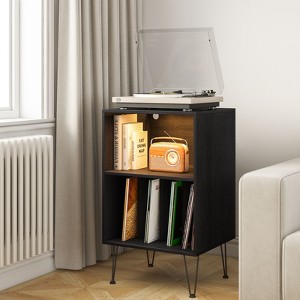 Hommpa Mid-Century Record Listening Station Play Stand with LED Lights - 1 of 4