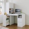 FUFU&GAGA White Home Desk with Pegboard, Drawers & Rolling Storage – Modern L-Shaped Hutch Computer Desk for Small Spaces - 3 of 4