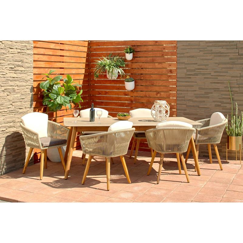 Mid-Century Rectangular Concrete Outdoor Dining Table Brown - Olivia &#38; May, 3 of 22