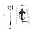John Timberland Outdoor Light Post Street Lantern 3 Light Texturized Black 96" Clear Hammered Glass for Exterior Yard Walkway - 3 of 3