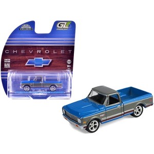 1972 Chevrolet Cheyenne C10 Short Bed Truck Electric Blue and Gunmetal Gray Metallic 1/64 Diecast Model Car by Greenlight - 1 of 4
