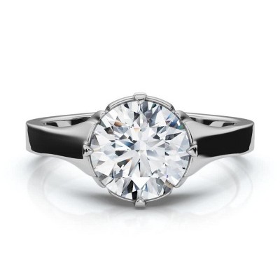 Pompeii3 Men's 1 1/2Ct Round Diamond Signet Ring 14k Gold or Platinum Lab Created