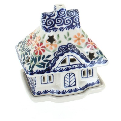 Blue Rose Polish Pottery Garden Bouquet House Luminary