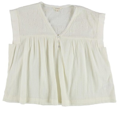 Lucky Brand Womens Lace Trim Floral Knit Blouse