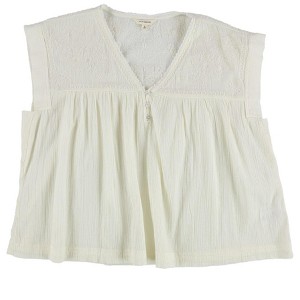 Lucky Brand Womens Lace Trim Floral Knit Blouse - 1 of 2