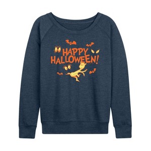 Women's - Dr. Seuss - Happy Halloween Eyes Lightweight French Terry Wide Neck Long Sleeve Shirt - 1 of 4