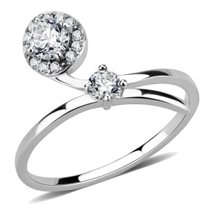 Slickblue Women's Round Clear CZ Ring in Polished Stainless Steel, Sleek & Stylish, Perfect for Any Occasion, Size 5-10 - 1 of 4