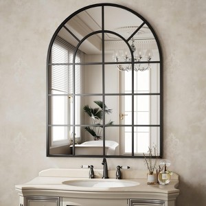 BEAUTYPEAK Arched Windowpane Mirror Bathroom Mirror Wall Mirror Mordern Mirror for Bedroom,Living room - 1 of 4