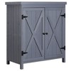 CAVINAS Outdoor Storage Shed with Lockable Door, Wooden Tool Storage Shed with Detachable Shelves and Pitch Roof - 3 of 4