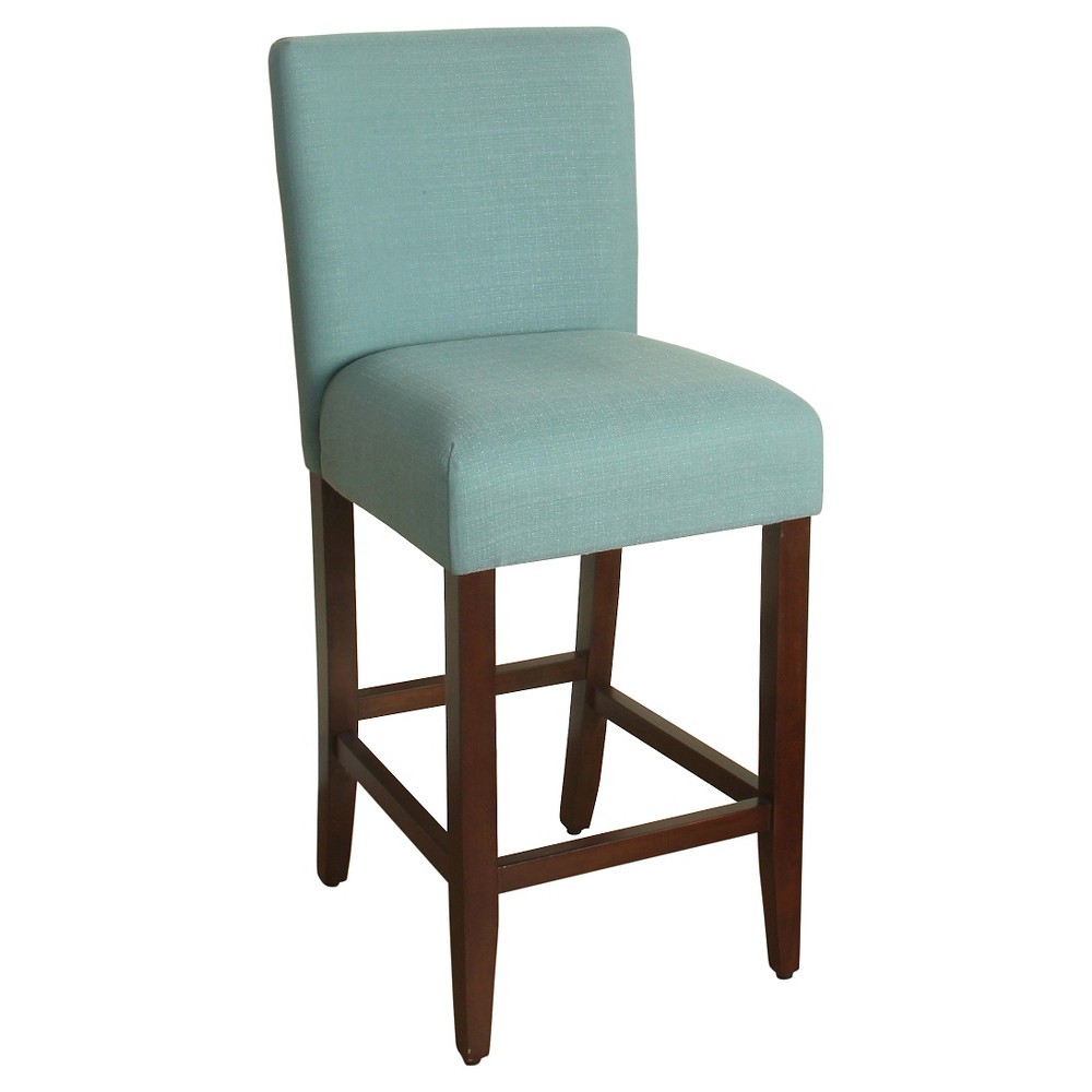 Photos - Chair 29" Upholstered Barstool Aqua - HomePop: Kitchen Island Seating, Wood Legs