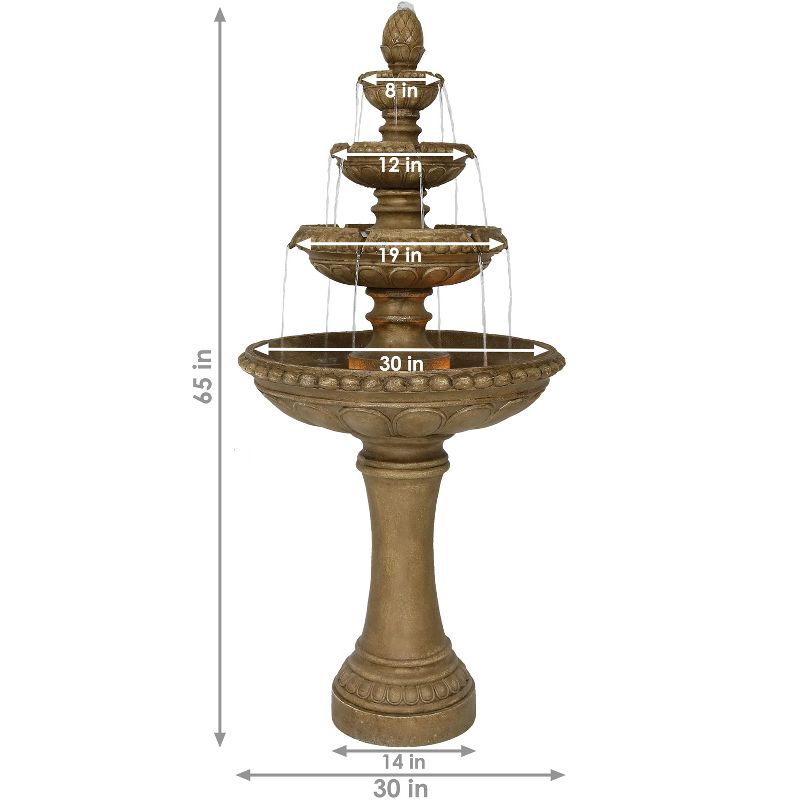 Sunnydaze 65"H Electric Resin and Concrete 4-Tier Eggshell Edge Outdoor Water Fountain with LED Lights, 4 of 14