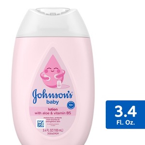 Johnson's Moisturizing Mild Pink Baby Body Lotion, Coconut Oil for Delicate Skin, Hypoallergenic - 3.4 fl oz - 1 of 4