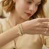 2pcs Gold Chain Link Bracelet, Stainless Steel Crystal Friendship Bracelets Bangle,Watch Band Chains Wristband - 3 of 4