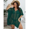 Plus Size Suimsuit Cover Up Short Sleeve Hollow Out Swimwear Bathing Suit Regular - 2 of 4