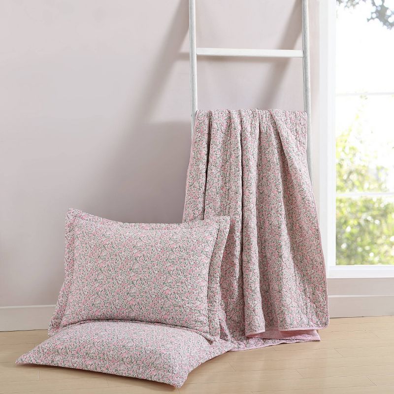 Laura Ashley Loveston 100% Cotton Quilt Bedding Set Pink, 6 of 12
