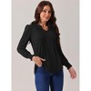 Seta T Women's V Neck Smocked Cuff Long Sleeve Pleated Casual Tunic Blouse - 2 of 4