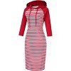 Women 3/4 Sleeve Stripe Pocket Knee Length Slim Pullover Hoodie Dress for Women - 3 of 4