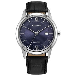 Citizen Men's Eco-Drive Dress Classic  Watch, Black Leather Strap, Blue Dial,  3 Hand, Date - 1 of 4