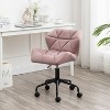 Diamond Tufted Adjustable Swivel Office Chair, Upholstered Swivel Office Chair, Swivel Office Chair No Arms For Living Room-The Pop Home - 2 of 4