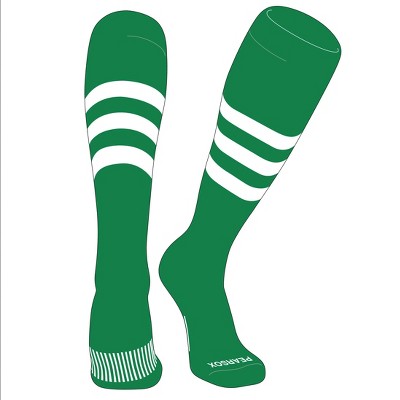 PEAR SOX Striped OTC Baseball, Softball, Football Socks (A) Kelly Green, White