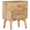 vidaXL Solid Mango Wood Bedside Cabinet - Handmade Wooden Nightstand with 2 Drawers, Sturdy and Durable, Unique and Decorative, Easy Assembly Required - 2 of 4