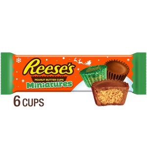 Reese's Milk Chocolate Peanut Butter Cups Christmas Candy Miniatures - 1.86oz/6ct - 1 of 4