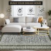 Modern Geometric Bordered Area Rug Non Slip Non Shedding Rug Soft Low Pile Floor Carpet Washable Thin Rug, Contemporary Distressed Rug - 3 of 4