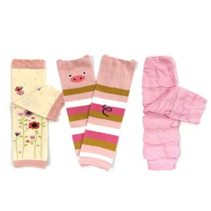 Wrapables Wilderness Buddies Baby Leg Warmers (Set of 3), Piggies and Flowers - 1 of 4