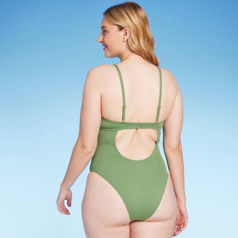 Women's Twist Detail Underwire Extra Cheeky High Leg One Piece Swimsuit - Shade & Shore™, 5 of 9