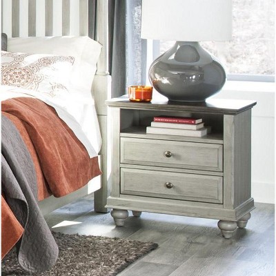 NicBex Nightstand with 2 Drawers,Side Table with Handles and Wood Frame,Modern Bedside Table for Bedroom,Living Room