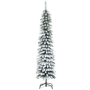 Aghana Digitals 6ft Slim Snow Flocked Artificial Christmas Tree, 395 Realistic Tips, Green Pencil - 1 of 4
