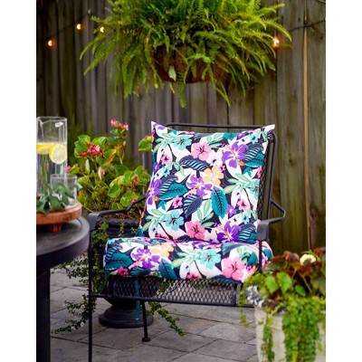 Star Foliage Multicolor Water-Resistant Patio Chair Cushions, 19" x 19" x 5" (2-Pack)