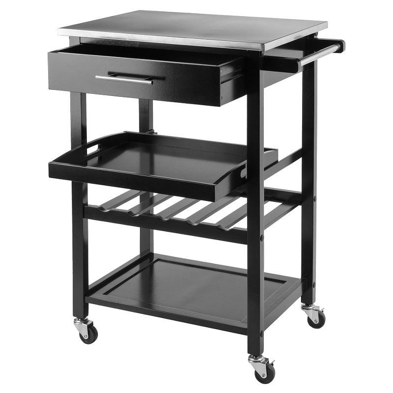 Anthony Stainless Steel Top Kitchen Cart Wood/Black - Winsome, 3 of 7