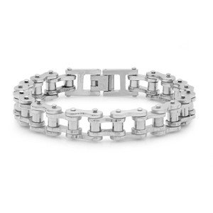 Steeltime Men's stainless steel bicycle chain bracelet. Color Options: Silver, Gold - 1 of 4