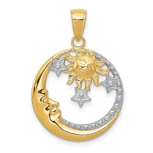 Black Bow Jewelry 14k Yellow Gold & White Rhodium Round Celestial Pendant, 20mm (3/4 in) - 1 of 4