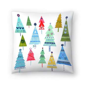 Americanflat Kids Botanical Christmas Trees Collage By Liz And Kate Pope Throw Pillow