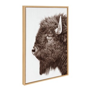 Sylvie Bison Profile Framed Canvas by Amy Peterson Art Studio Natural - Kate & Laurel All Things Decor - 1 of 4