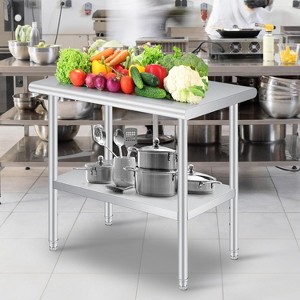 Stainless Steel Prep Table,with Rounded-Corner, Adjustable Undershelf, Commercial Heavy Duty Table with Adjustable Under Shelf - 1 of 4