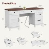 Home Office Desk with Power Outlet, Drawers & File Cabinet, 60 Inch Executive Wooden Desk for Work and Study, Brown - 2 of 4