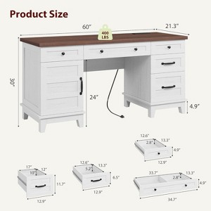 Wooden Home Office Desk with Built-in Power Outlet, Suitable for Office Use - 1 of 3