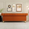 TiramisuBest Modern Cream Velvet Sofa with Gold Accents - Sleek Channel-Tufted Upholstery, 3-Seat Couch for Living Room and Office Decor - 2 of 4