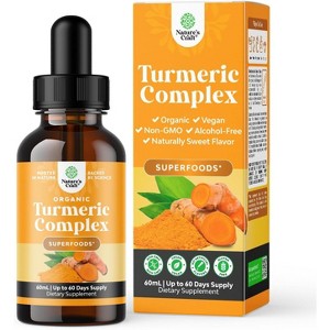 Organic Turmeric Liquid Drops for Adults, Turmeric Curcumin + Black Pepper, Cinnamon & Ginger, Joint Pain, Mobility & Inflammation, Nature's Craft 2oz - 1 of 4