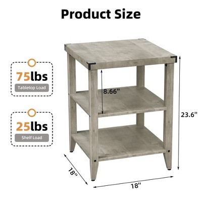 3-Tier End Table with Storage Shelves Sofa Side Table