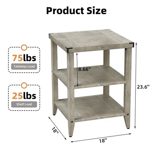 3-tier End Table With Storage Shelves Sofa Side Table : Target
